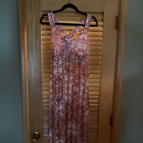 Maxi dress.  Rust, cream and blues - Picture 2 of 3